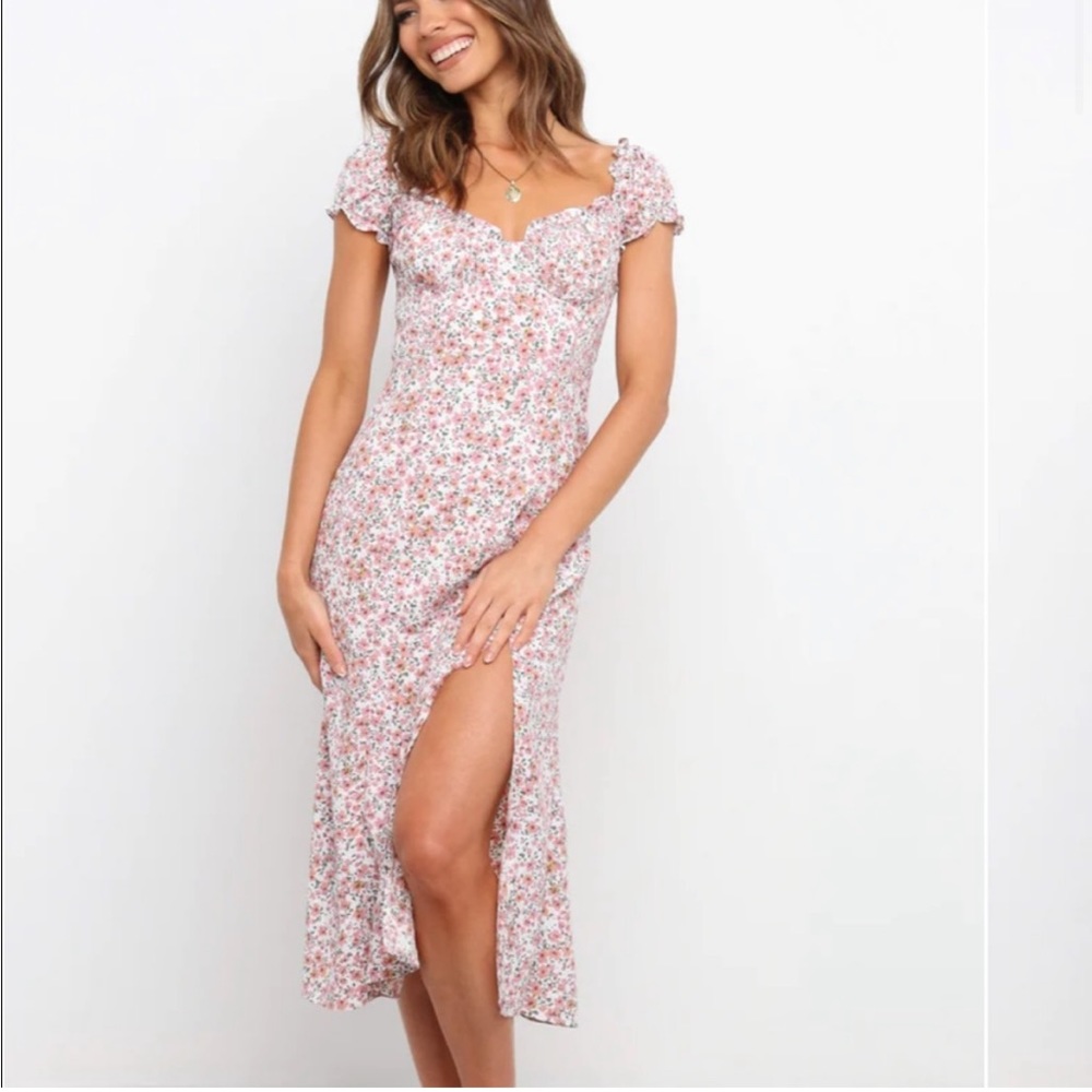 Pink Floral Midi Dress